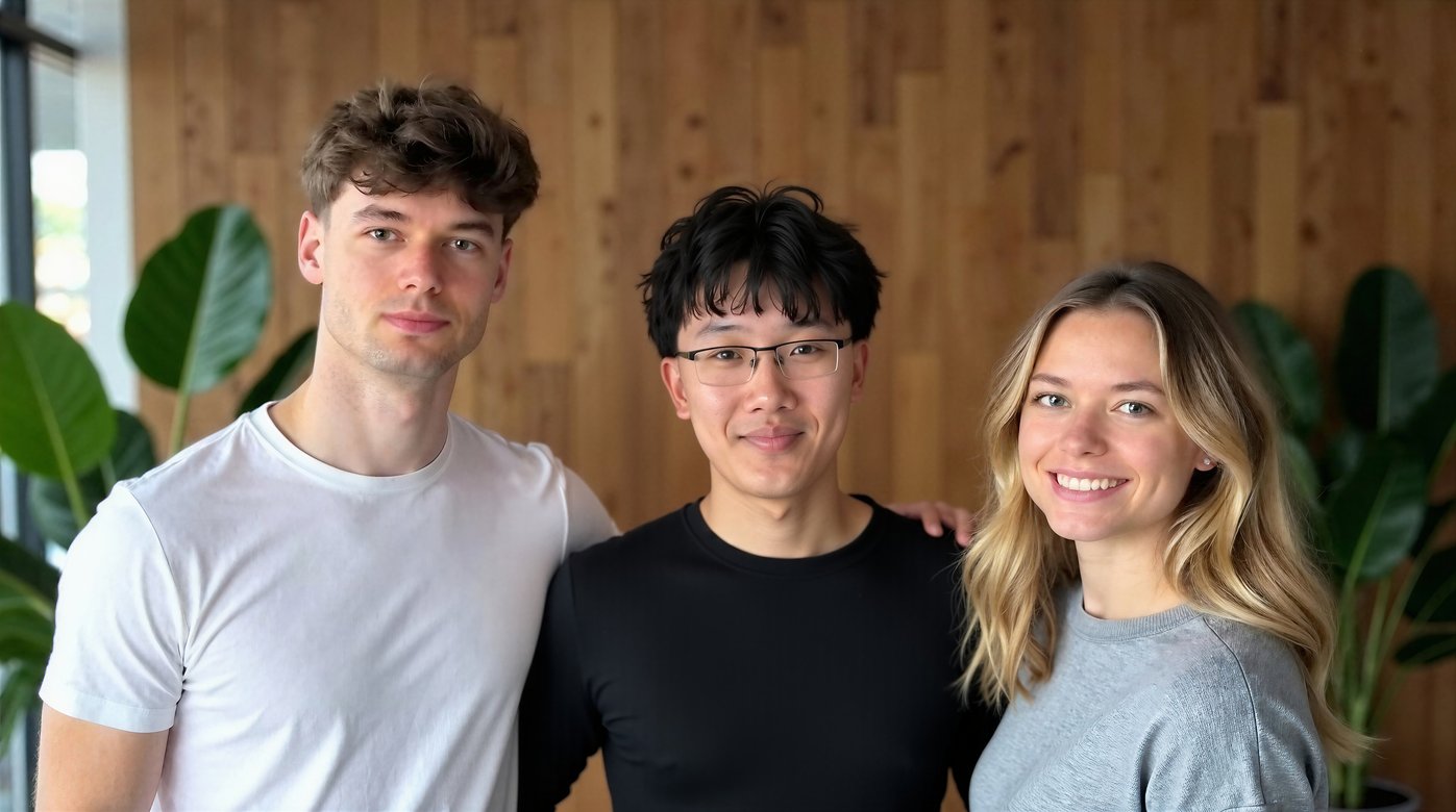 Das Team von Akuma Media — Felix, Huy und Kollegin im B&uuml;ro